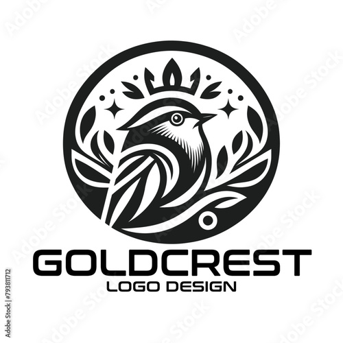 Goldcrest Bird Vector Logo Design photo