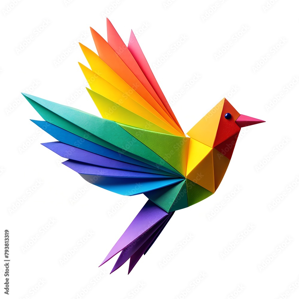 Rainbow paper bird
