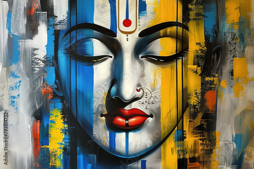Painting of Krishna, Generative AI photo