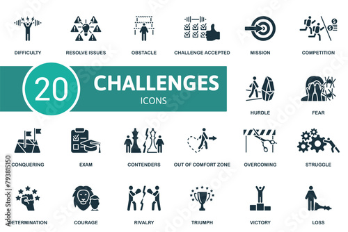 Challenges set. Creative icons.