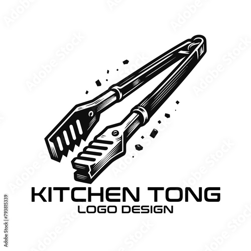 Kitchen Tong Vector Logo Design photo