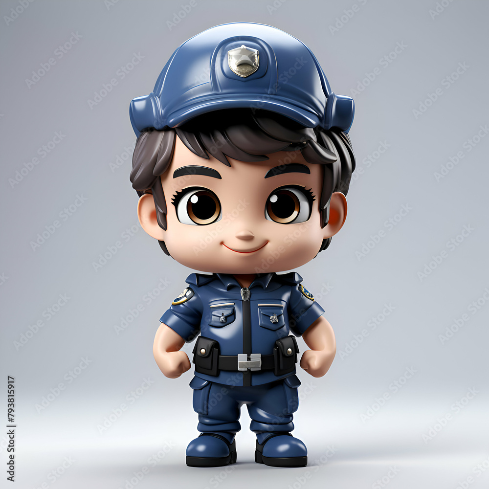 Policeman with blue cap and blue uniform 3D Rendering Policeman with blue cap and blue uniform 3D Rendering