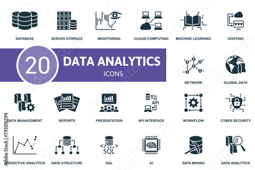 Data analytics set. Creative icons.