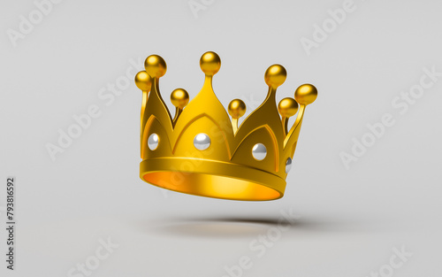 Golden crown hovering over white background