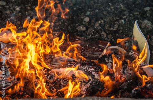 Burning documents causes air pollution. © saksuvan