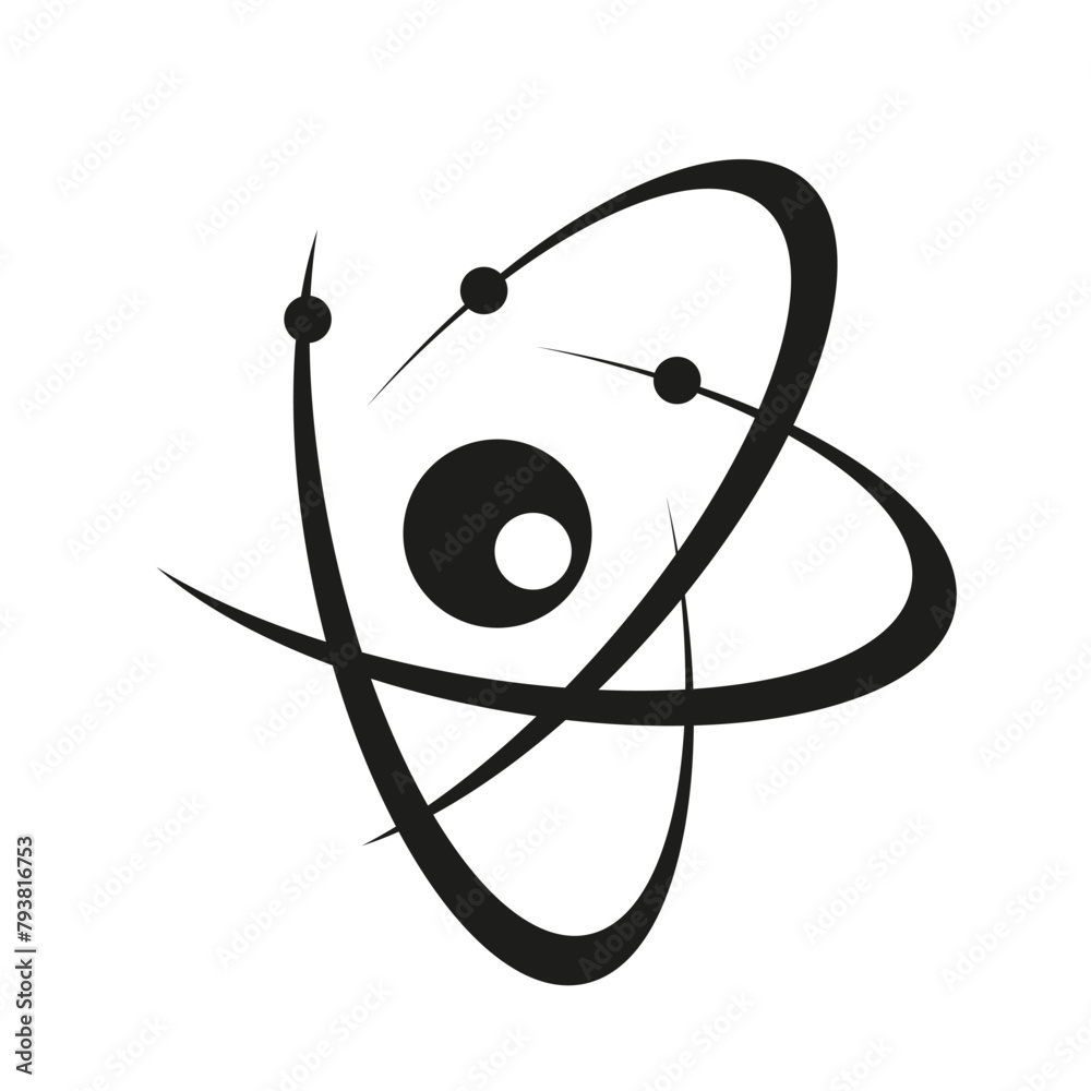 simple atom symbol, molecule concept, structure of the nucleus, atom label, molecule on white background, atom logo, chemistry concept, vector artwork simple atom symbol, molecule concept, structure of the nucleus, atom label, molecule on white background, atom logo, chemistry concept, vector artwork