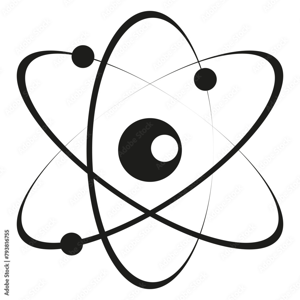 simple atom symbol, molecule concept, structure of the nucleus, atom label, molecule on white background, atom logo, chemistry concept, vector artwork simple atom symbol, molecule concept, structure of the nucleus, atom label, molecule on white background, atom logo, chemistry concept, vector artwork