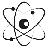simple atom symbol, molecule concept, structure of the nucleus, atom label, molecule on white background, atom logo, chemistry concept, vector artwork