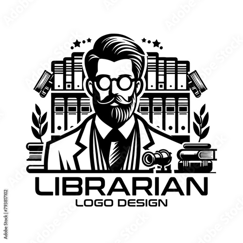 Librarian Vector Logo Design photo