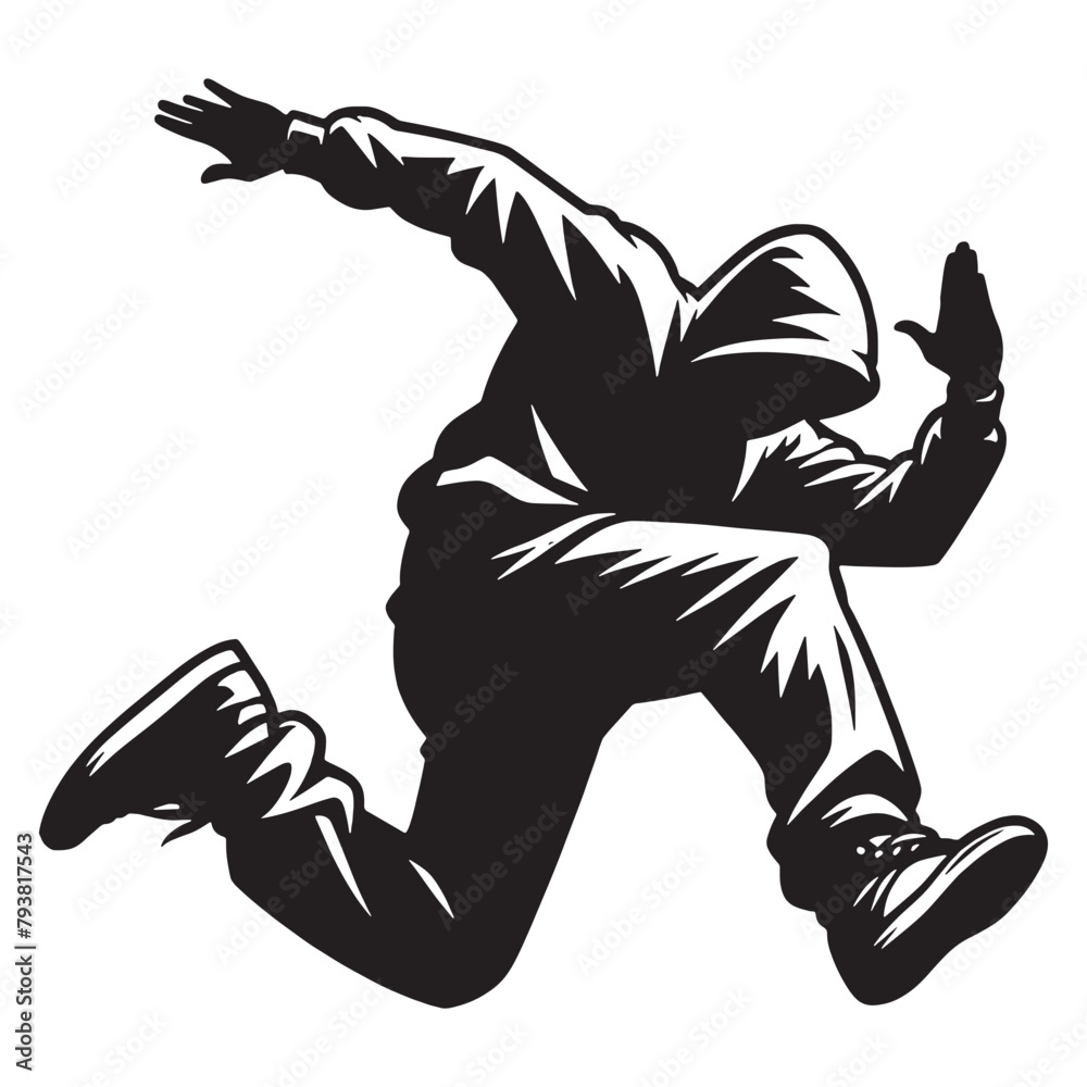 Male Running Man Dance Vector Illustration in black and white Male Running Man Dance Vector Illustration in black and white