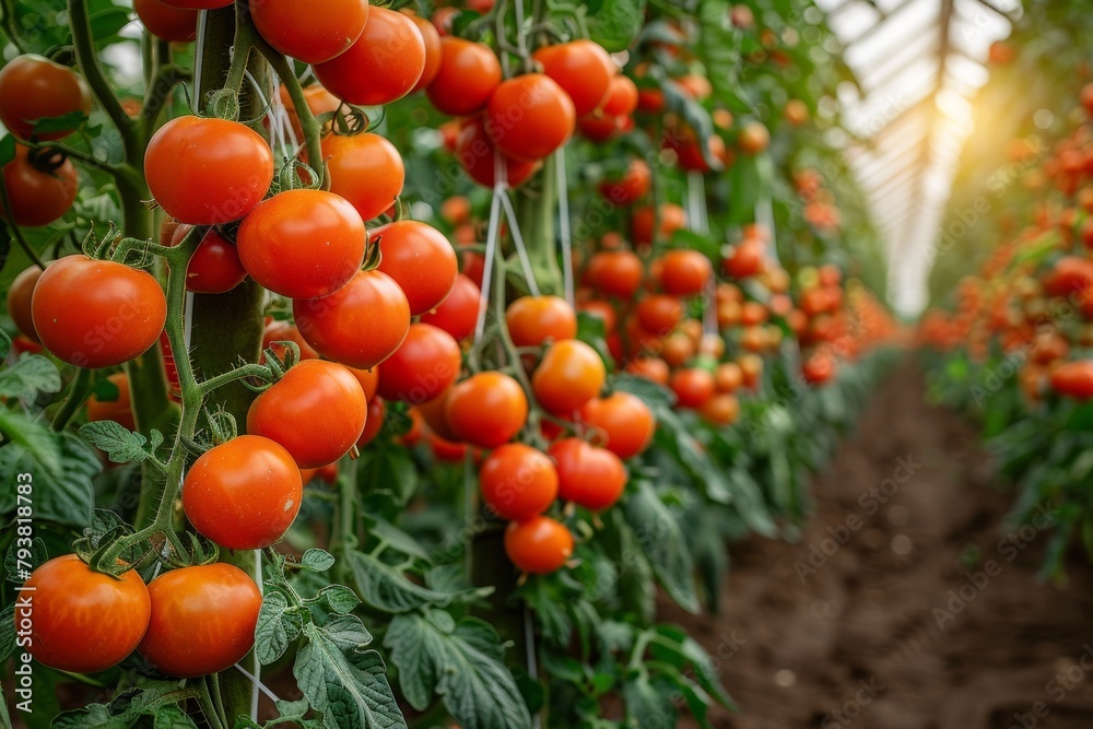 Tomato extravaganza: lush vines laden with ripe fruits