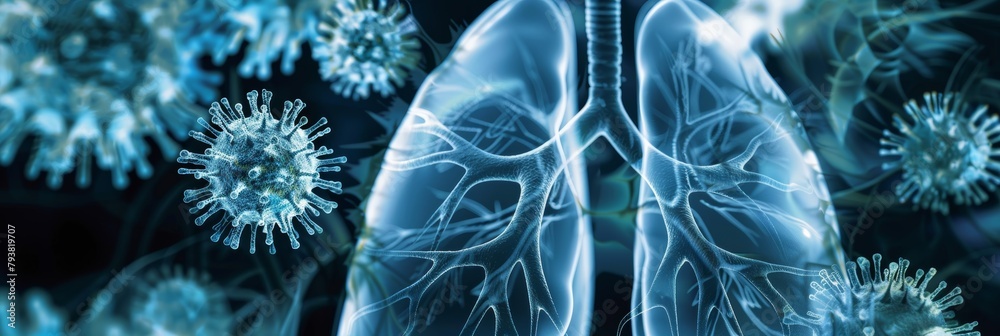Respiratory diseases: Impact of pneumonia, bronchitis, and TB on lungs - obrazy, fototapety, plakaty 