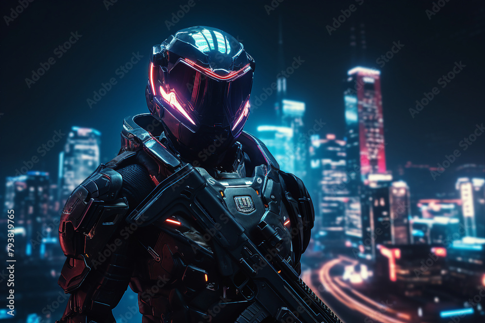 Portrait of a sci-fi cyberpunk person futuristic man from the future cyberpunk Generative AI Portrait of a sci-fi cyberpunk person futuristic man from the future cyberpunk Generative AI