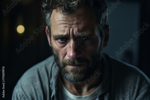 AI generated picture of man suffering from depression mental health crisis