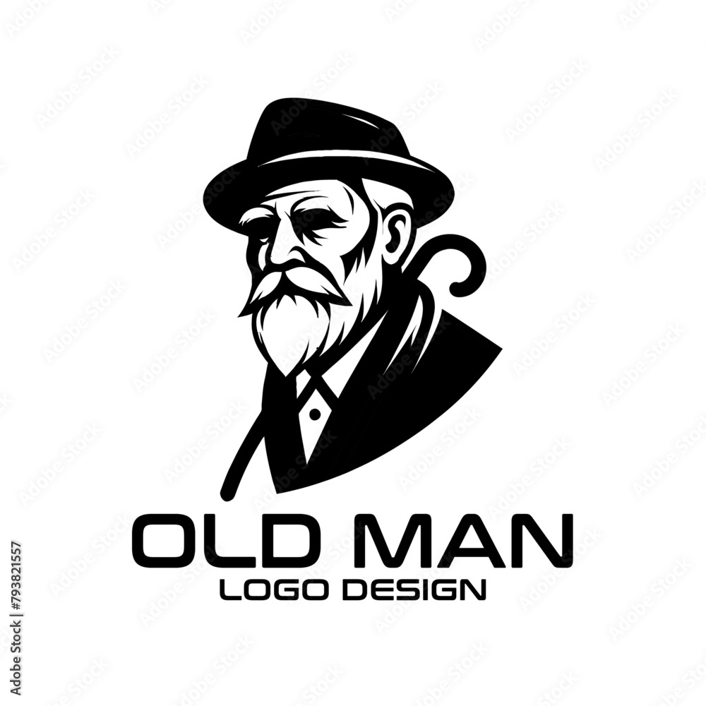 Old Man Vector Logo Design Old Man Vector Logo Design