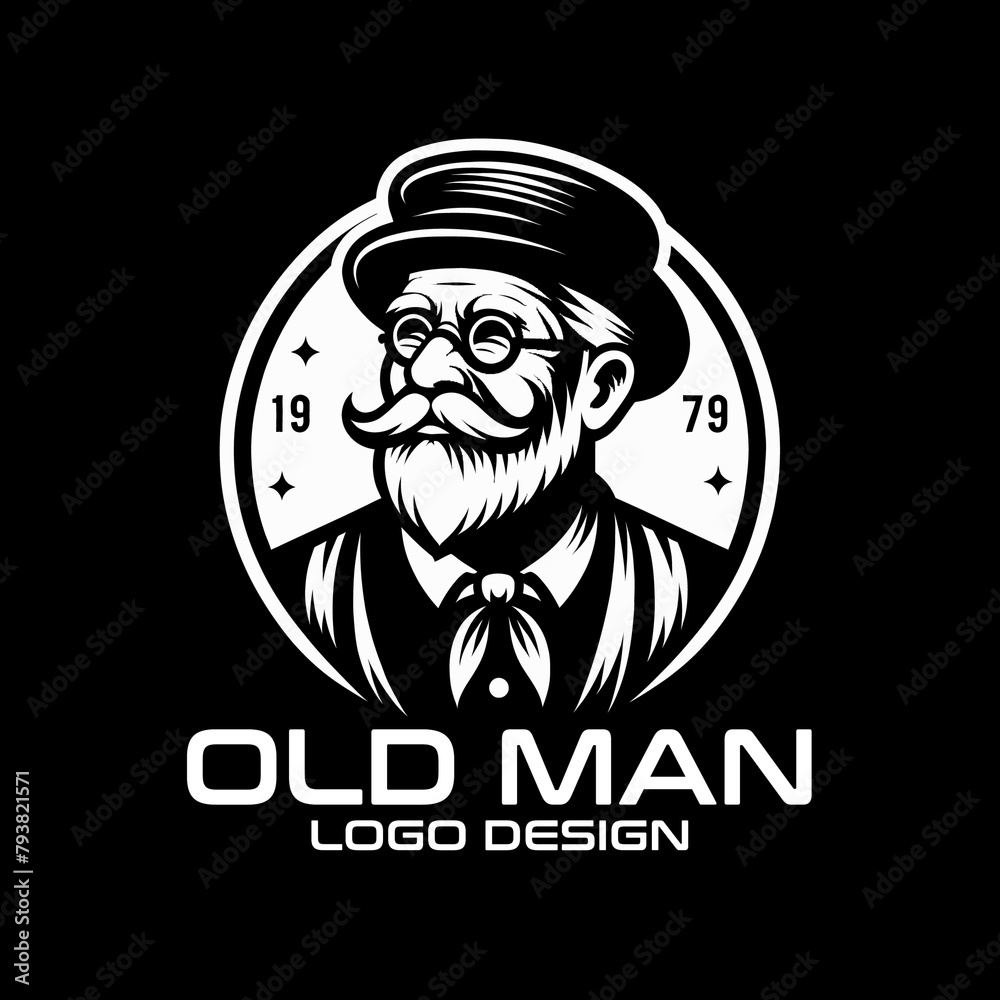 Old Man Vector Logo Design Old Man Vector Logo Design