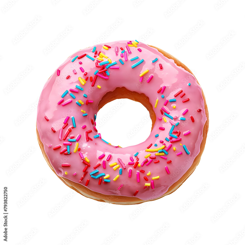 Pink glazed donut isolated on transparent background Pink glazed donut isolated on transparent background
