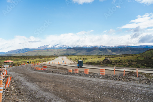Road under construction in Torres del Paine park in Chilean Patagonia