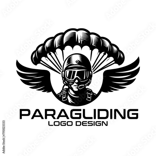 Paragliding Vector Logo Design
