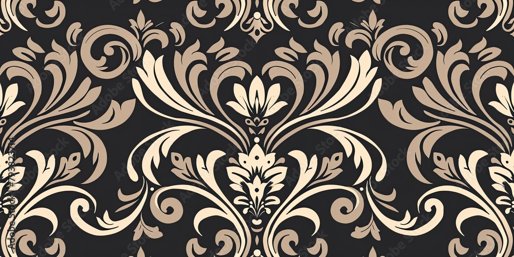 an elegant damask-style square pattern with ornate motifs, suitable for adding a touch of sophistication to packaging or branding materials