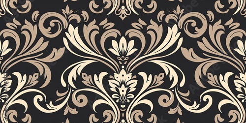 an elegant damask-style square pattern with ornate motifs, suitable for adding a touch of sophistication to packaging or branding materials