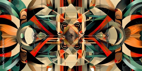 the concept of symmetry and asymmetry in an abstract pattern, balancing precise mirrored elements with unexpected deviations to create visual intrigue illustration