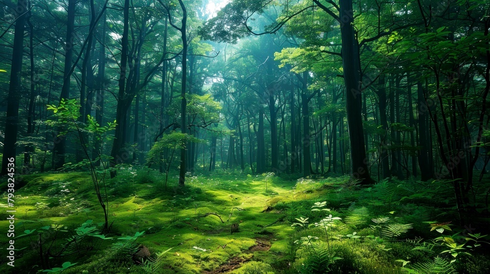 Fototapeta premium landscape, forest, mountain, beach, lake background