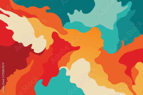 Abstract watercolor paint background by teal color orange and red with liquid fluid texture for background vector