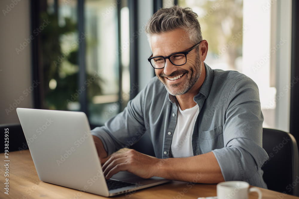 AI generated picture of happy nice handsome man enjoying weekend at home AI generated picture of happy nice handsome man enjoying weekend at home