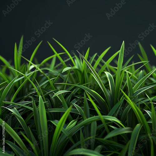 3D render of a close up green grass texture against a dark background, rendered in Octane, with high resolution photographic quality, insanely detailed and intricate, featuring dramatic lighting, avai