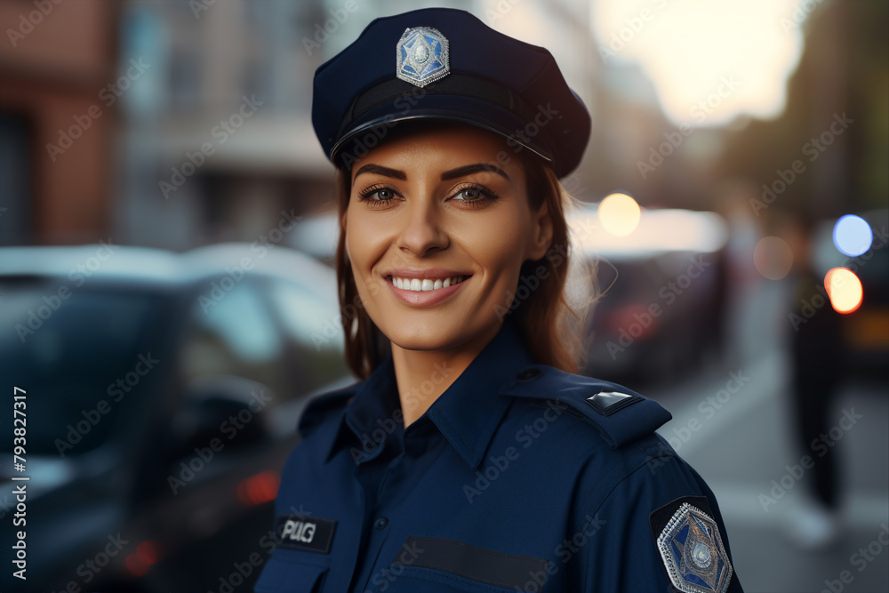 Fictional person Police man woman made with Ai generative technology serious face expression Fictional person Police man woman made with Ai generative technology serious face expression