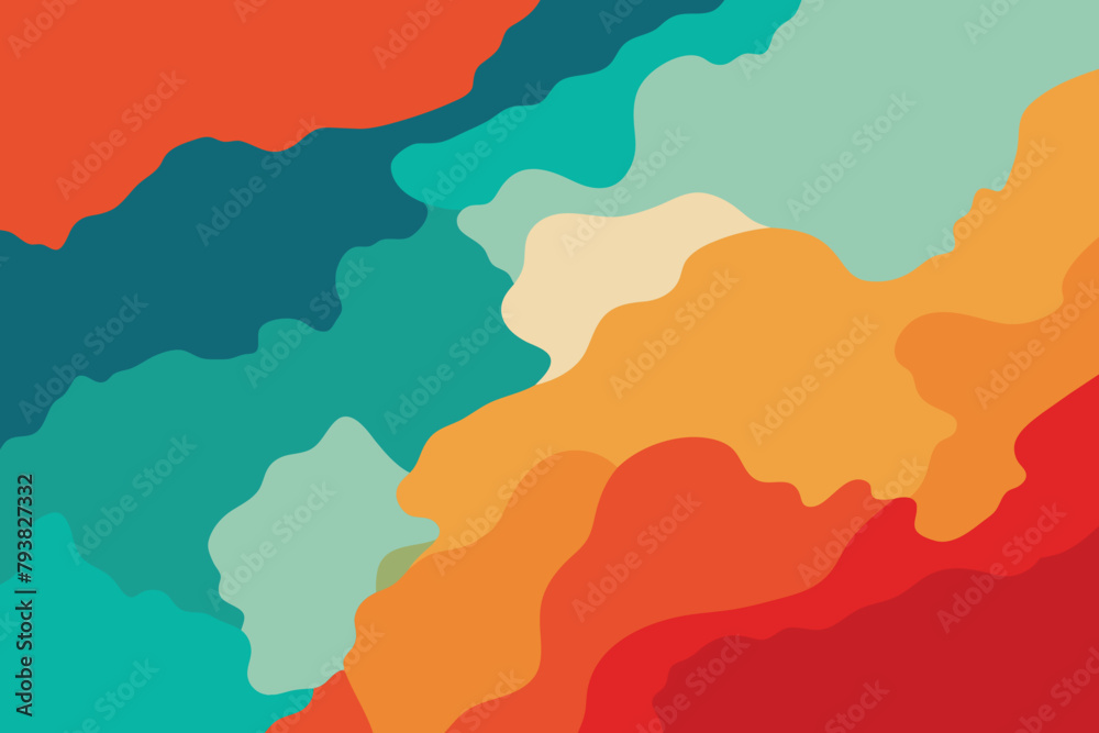 Abstract watercolor paint background by teal color orange and red with liquid fluid texture for background vector
