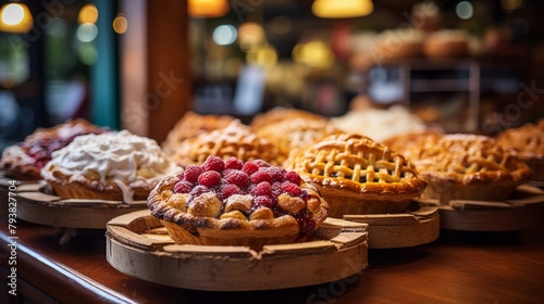 Close-up of an assortment of delectable pies of various flavors and textures