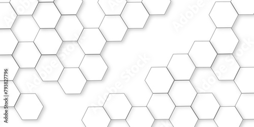 Abstract white background with hexagon and hexagonal background. Luxury white pattern with hexagons. abstract 3d hexagonal background with shadow. 3D futuristic abstract honeycomb mosaic background.