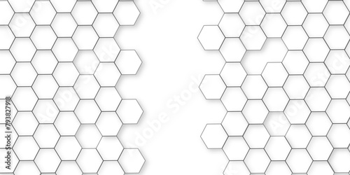 Abstract white background with hexagon and hexagonal background. Luxury white pattern with hexagons. abstract 3d hexagonal background with shadow. 3D futuristic abstract honeycomb mosaic background.