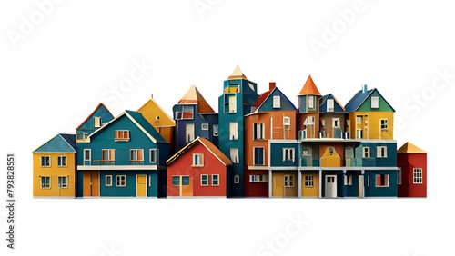 Colorful Houses png tangram house png Colorful Wooden Model Houses png City background with rows of wooden colorful houses png Row of wooden house png 