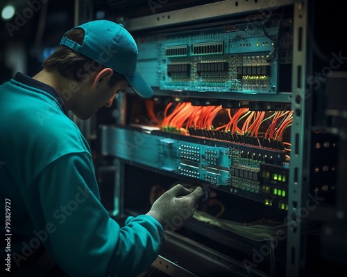 Detailed view of a server hardware component being installed by a technician wearing antistatic gloves in a server room , ultra HD, super-detailed, professional color grading photo
