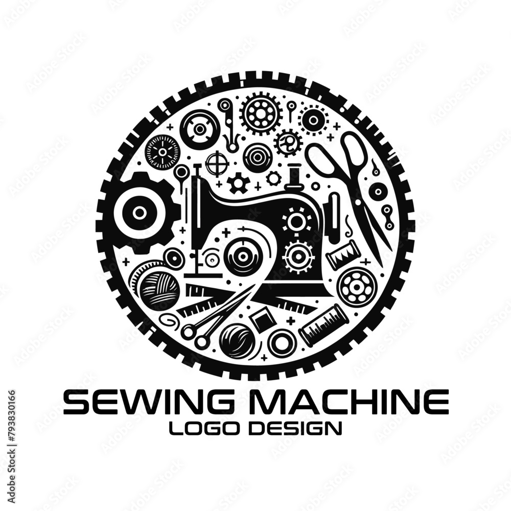 Obraz premium Sewing Machine Vector Logo Design