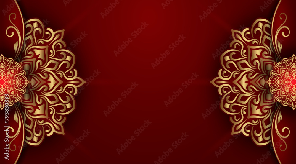 luxury red background with golden mandala ornament luxury red background with golden mandala ornament