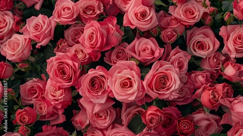 Cluster of pink roses forming a mesmerizing floral arrangement.