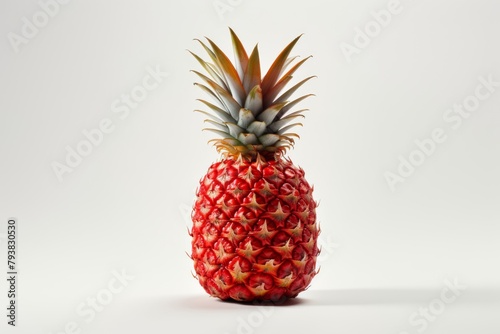 Single red pineapple isolated on white background. Fresh red pineapple isolated on white