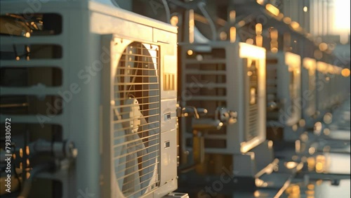 Hvac heating and AC outdoor units. 4k video photo
