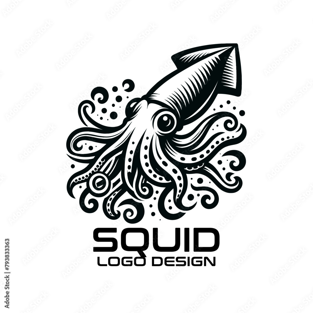 Naklejka premium Squid Logo Vector Design