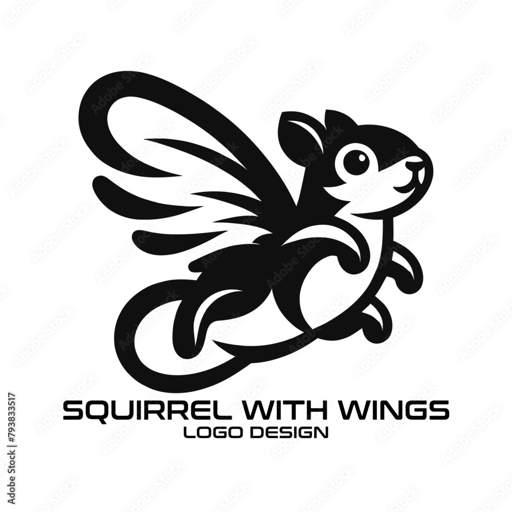 Obraz premium Squirrel With Wings Vector Logo Design