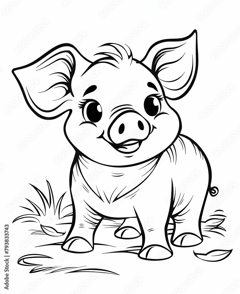 happy pig smile coloring happy pig smile coloring