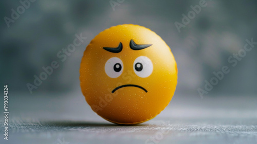 Confused Face Emoticon A confused face emoticon with a puzzled expression and raised eyebrows symbolizing bewilderment or uncertainty in response to a confusing situation. photo