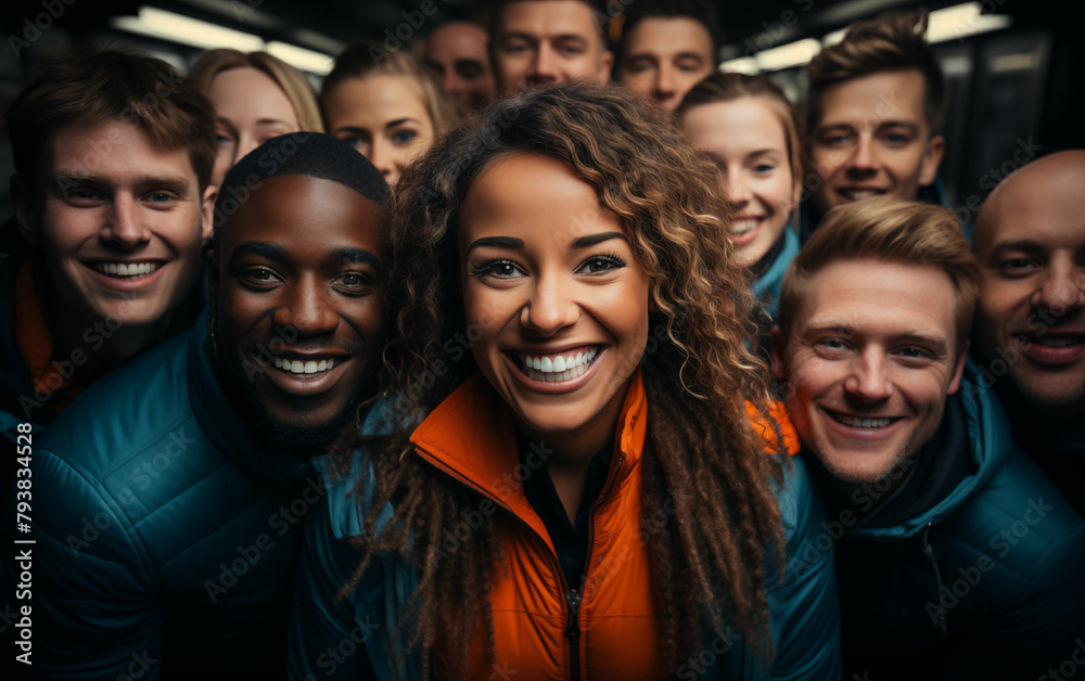 Diverse group of people standing together. Generative AI