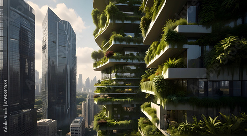 vertical city park a skyscraper balcony