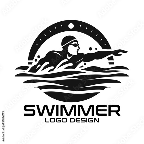 Swimmer Vector Logo Design