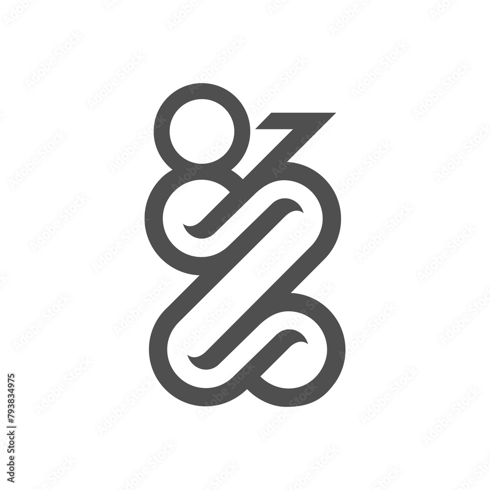 vector is monogram number 83 and letter Z. Elegant. vector is monogram number 83 and letter Z. Elegant.